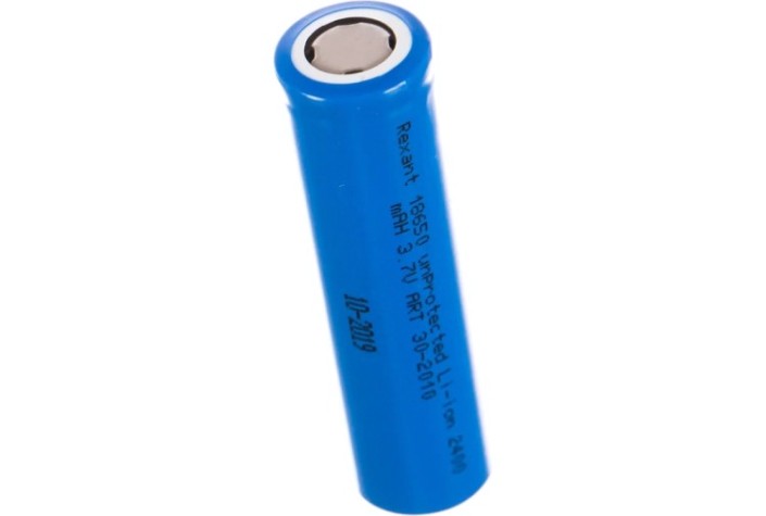 Аккумулятор REXANT 30-2010 Li-ion 18650, 3,7B, 2400мAч, без платы защиты 10шт