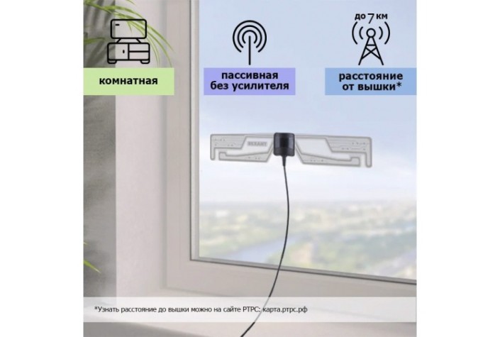 Антенна комнатная REXANT Ag-706 на скотче до 7км от БС [34-0706]