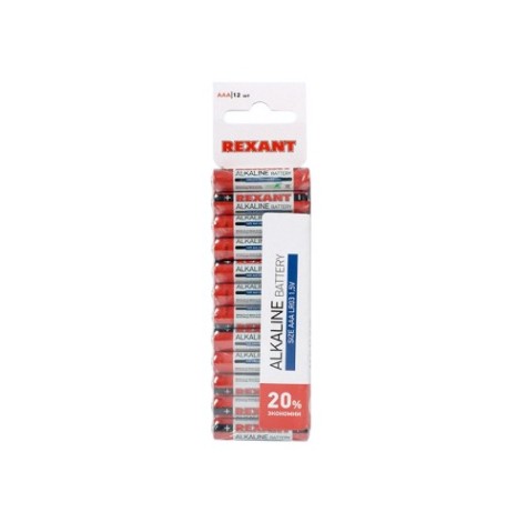 Батарейка REXANT 30-1011 алкалиновая AAA/LR03, 1,5B, 12 шт Батарейка REXANT 30-1011 алкалиновая AAA/LR03, 1,5B, 12 шт