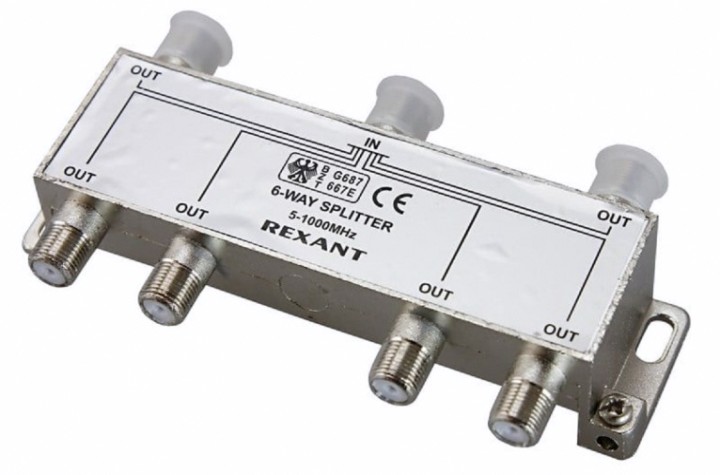 Делитель REXANT 05-6004 ТВх6 под F-разъем, 5-1000МГц