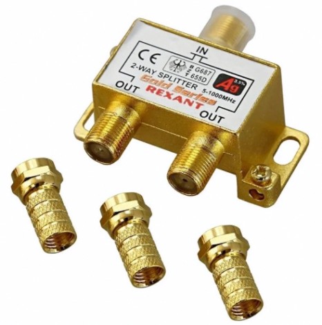 Делитель REXANT 05-6101-1 ТВх2 под F-разъем, 5-1000МГц, Gold