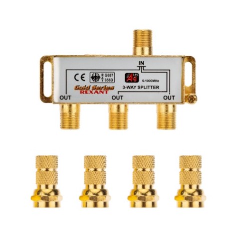 Делитель REXANT 05-6102-1 ТВх3 под F-разъем, 5-1000МГц, Gold Делитель REXANT 05-6102-1 ТВх3 под F-разъем, 5-1000МГц, Gold