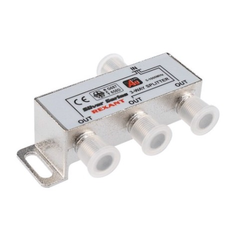 Делитель REXANT 05-6102 ТВх3 под F-разъем, 5-1000МГц, Silver