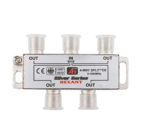 Делитель REXANT 05-6103 ТВх4 под F-разъем, 5-1000МГц, Silver Делитель REXANT 05-6103 ТВх4 под F-разъем, 5-1000МГц, Silver