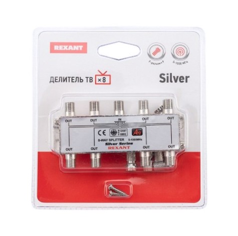 Делитель REXANT 05-6105 ТВх8 под F-разъем, 5-1000МГц, Silver Делитель REXANT 05-6105 ТВх8 под F-разъем, 5-1000МГц, Silver