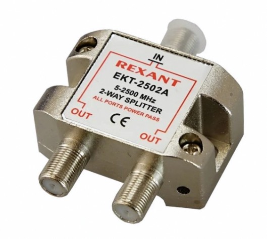 Делитель REXANT 05-6201 ТВх2 под F-разъем, 5-1000МГц СПУТНИК