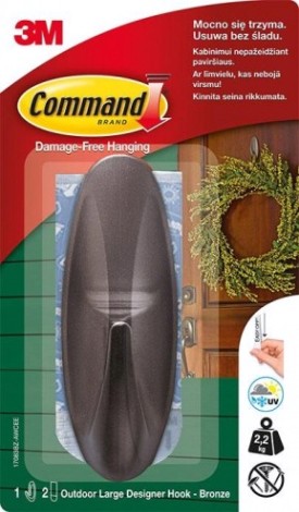 Дизайн-крючок большой 3M Command® OUTDOOR 17083BZ-AWCEE 1 шт./2 бел.полоски [7100094368]
