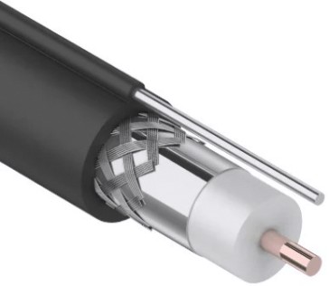 Кабель REXANT RG-11U (75 Oм), CCS/Al/Al (1,63/Al/96х0,12мм) 83% + трос [01-3021]