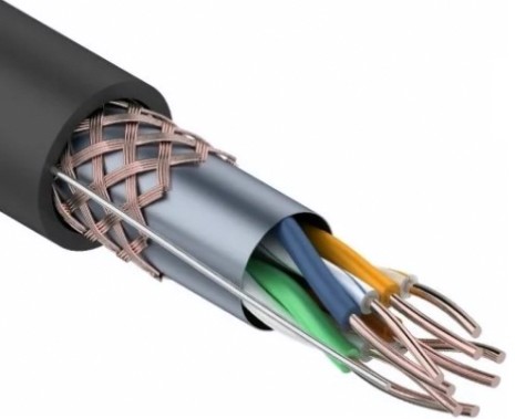 Кабель REXANT SF/UTP, CAT 5e, PE 4х2х0,52мм, 24AWG внешний, черный [01-0344]