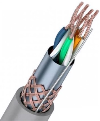 Кабель REXANT SF/UTP, CAT 5e, PVC 4х2x(0,16х7)мм, внутр. многожильный, серый [01-0343]