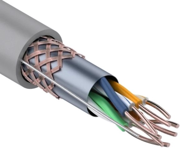 Кабель REXANT SF/UTP, CAT 5e, PVC 4x2x0,52мм, 24AWG внутренний, серый [01-0342]