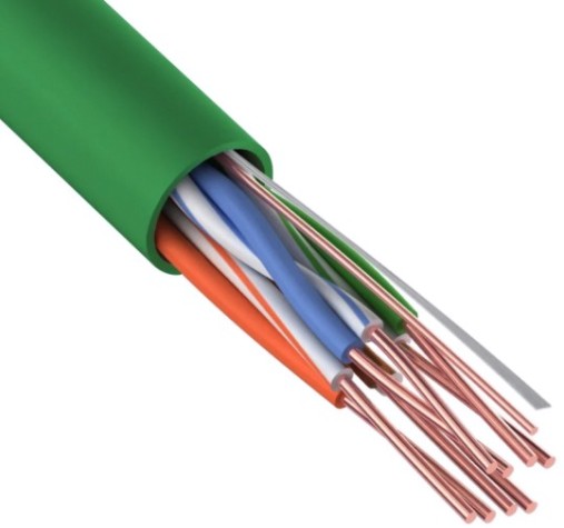 Кабель REXANT U/UTP, CAT 5e нг(A)-HFLTx 4х2х0,52мм, 24AWG внутр. зеленый, 305м [01-0062]