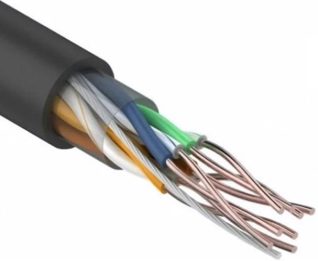 Кабель REXANT U/UTP, CAT 5e, PE 4х2х0,50мм, 24AWG внешний, черный, 25м [01-0045-25]