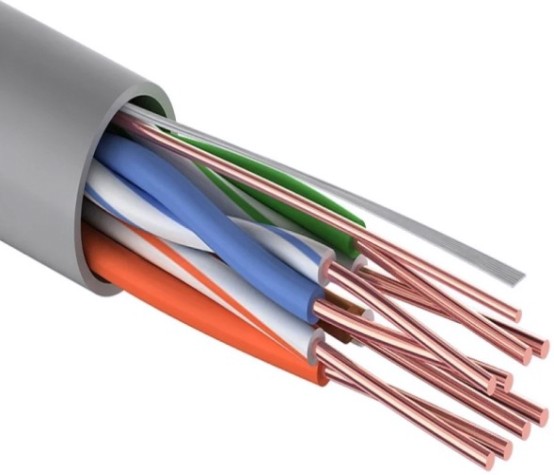 Кабель REXANT U/UTP, CAT 5e, PVC 4x2x0,50мм, 24AWG внутренний, серый, 100м [01-0043-100]