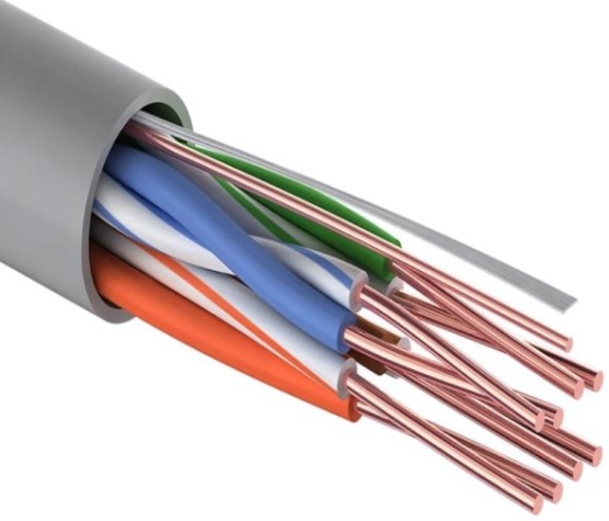 Кабель REXANT U/UTP, CAT 5e, PVC 4x2x0,50мм, 24AWG внутренний, серый, 25м [01-0043-25]