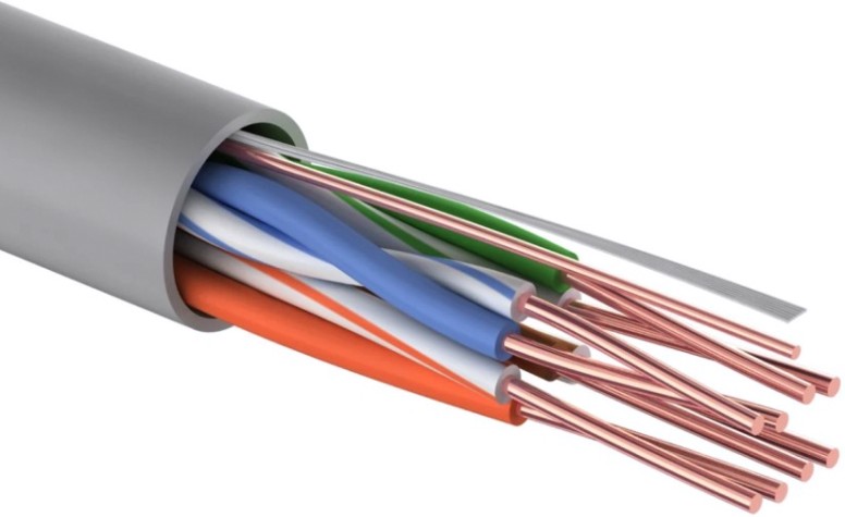 Кабель REXANT U/UTP, CAT 5e, ZH нг(A)-HF (LSZH), 4х2х0,48мм, 24AWG внутр. серый [01-0059]