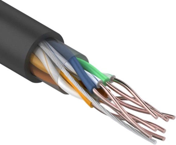 Кабель REXANT U/UTP, CAT 5e, ZH нг(A)-HF (LSZH), 4х2х0,50мм, 24AWG внешний, черный [01-0065]