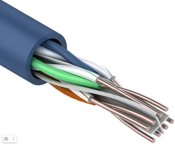 Кабель REXANT U/UTP, CAT 6, PVC 4x2x0,57мм, 23AWG внутренний, синий [01-0047]
