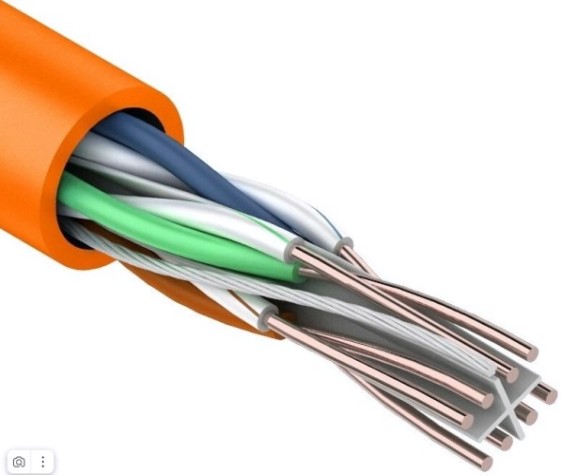 Кабель REXANT U/UTP, CAT 6, ZH нг(A)-HF (LSZH), 4х2х0,57мм, 23AWG внутр. оранж [01-0050]