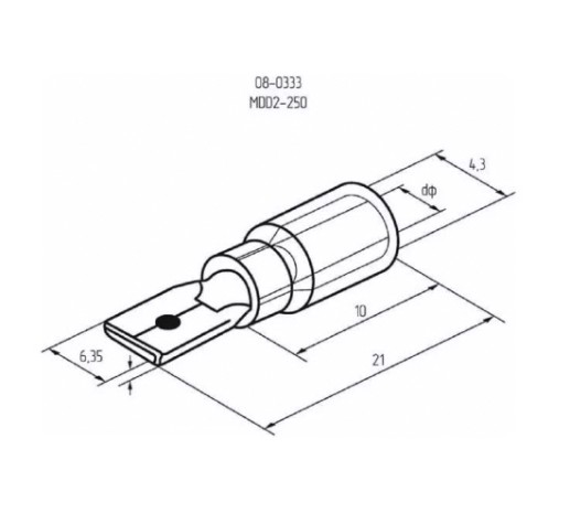 Клемма плоская REXANT 08-0333 (уп 100 шт) изолированная РПи-п 2.5-(6.3)/РпИп 2-6-0,8 [08-0333]
