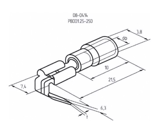 Клемма плоская REXANT 08-0414 (уп 100 шт) изолированная РПи-О 1.5-(6.3)/РпИо 1.5-7.5 [08-0414]