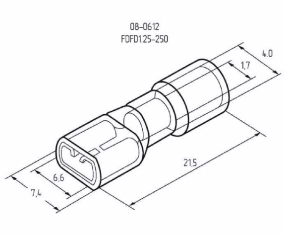Клемма плоская REXANT 08-0612 (уп 100 шт) изолированная РППи-м 1.5-(6.3)/РпИмп 1,25-250 [08-0612]
