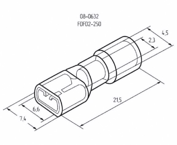 Клемма плоская REXANT 08-0632 (уп 100 шт) изолированная РППи-м 2.5-(6.3)/РпИмп 2-250 [08-0632]