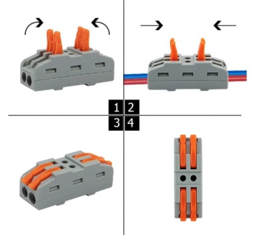 Клемма REXANT СМК 222-422 проходная 2 полюса (0,08-4 мм²), серая (5 шт./уп.) [07-6263-2-05]