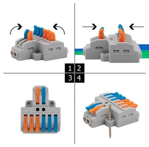Клемма REXANT СМК 2x3 (уп. 50 штук) проходная разветвительная 2 полюса, с монтажной пл [07-5234]