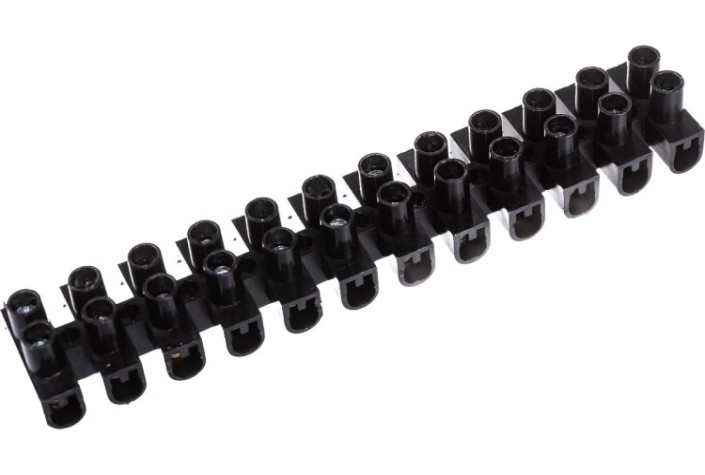 Клеммная колодка REXANT 07-5004-2 (уп. 10 штук) винтовая КВ- 4 (1,5-4 мм²), ток 3A, черная (ЗВИ) [07-5004-2]