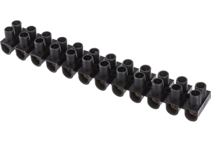 Клеммная колодка REXANT 07-5006-2 (уп. 10 штук) винтовая КВ- 6 (2,5-6 мм²), ток 6А, черная (ЗВИ) [07-5006-2]