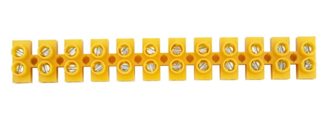 Клеммная колодка REXANT 07-5006-3 (уп. 10 штук) винтовая КВ-6 2,5-6, ток 6А, желтая [07-5006-3]