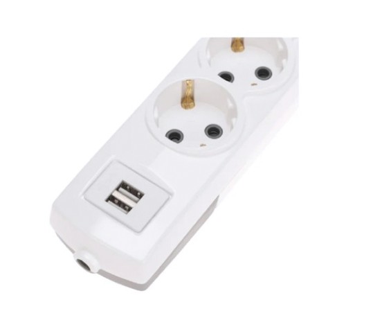 Колодка REXANT 13-4407 PREMIUM 6 гнезд, с/з, 2 USB, белый Колодка REXANT 13-4407 PREMIUM 6 гнезд, с/з, 2 USB, белый