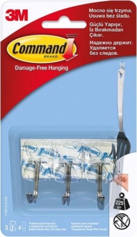 Крючок для столовых приборов 3M Command® (17067CLR) прозрачный 3 шт [7100108737]