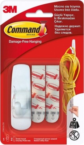 Крючок средний 3M Command® (17001N) белый, 1 шт. [7100139587]