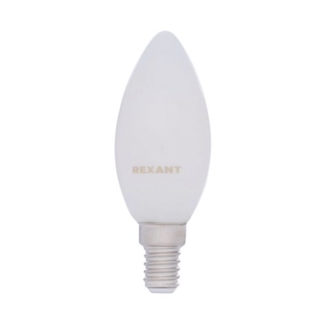 Лампа филаментная REXANT 604-095 Свеча CN35 9,5Вт 915Лм 2700К Е14, матовая колба