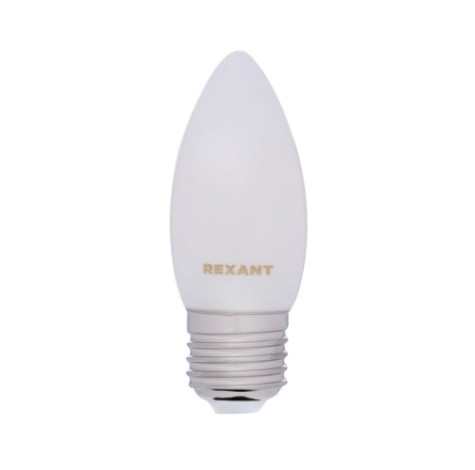 Лампа филаментная REXANT 604-097 Свеча CN35 9,5Вт 915Лм 2700К Е27, матовая колба