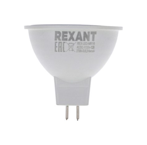 Лампа светодиодная REXANT Рефлектор MR16 9,5Вт 808Лм GU5.3 AC/DC 12B 2700K низковольтная [604-4003]