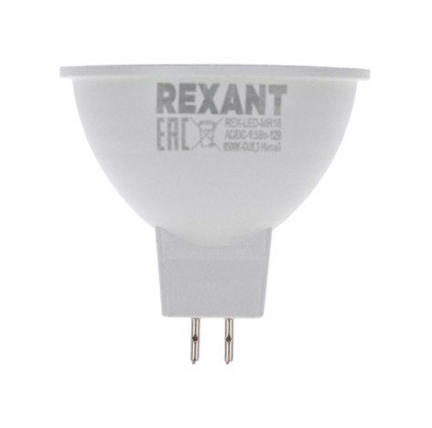 Лампа светодиодная REXANT Рефлектор MR16 9,5Вт 808Лм GU5.3 AC/DC 12B 6500K низковольтная [604-4005]
