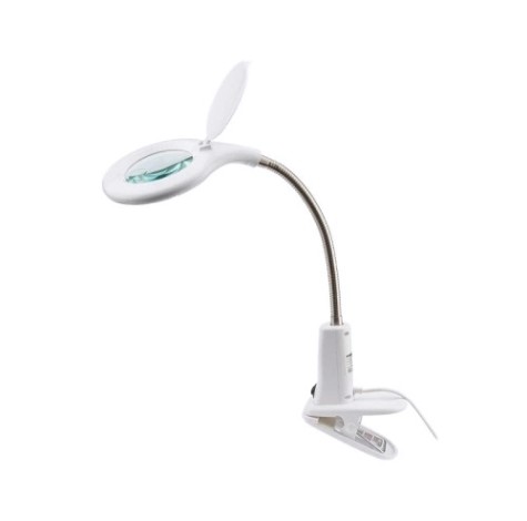 Лупа настольная REXANT 31-0244 3D+12D с подсветкой 60 LED, прищепка, ø100мм белая