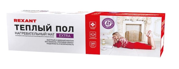 Мат нагревательный REXANT 51-0502 Extra, площадь 1,0 м2 160Вт, двухжильный