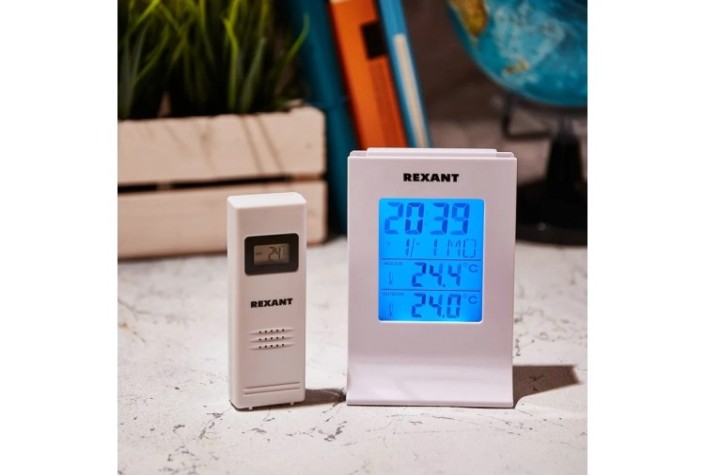 Метеостанция REXANT 70-0595 с беспроводным выносным датчиком Метеостанция REXANT 70-0595 с беспроводным выносным датчиком