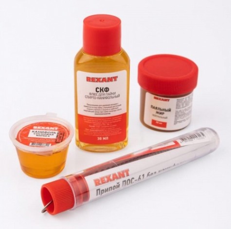 Набор для пайки REXANT К4 универсальный (припой, канифоль, паяльный жир, флю [09-3744]