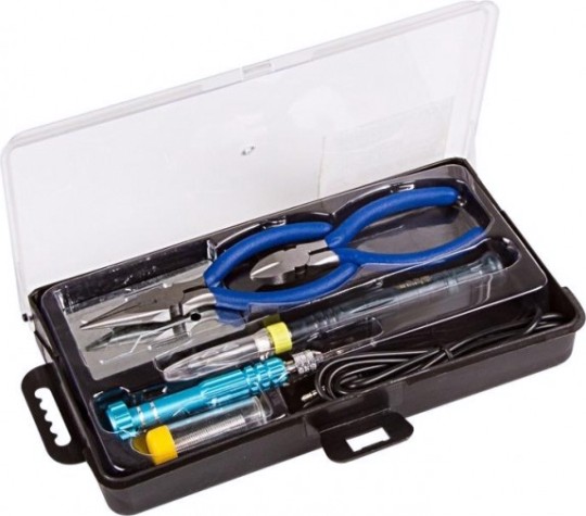 Набор для пайки REXANT П0168 №16 (usb-паяльник 8вт, кусачки, тонкогубцы, подста [12-0168]