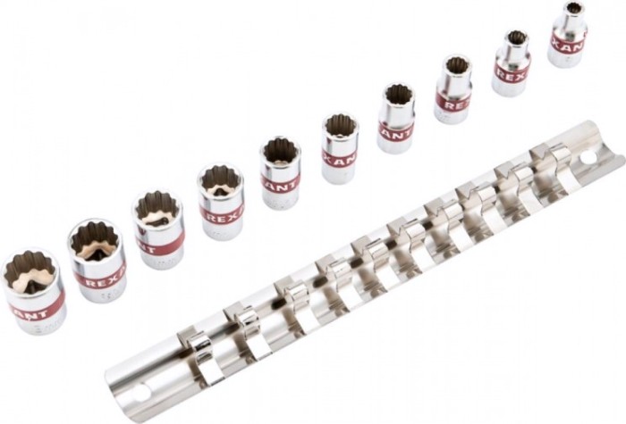 Набор головок 1/4" REXANT 12-8314 торцевых, двенадцатигранных, CRV, 10 шт.