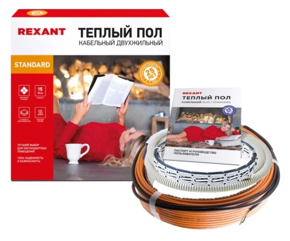 Нагревательный кабель REXANT Standard RND -20-300 (в стяжку) двухжильный [51-0513-3]