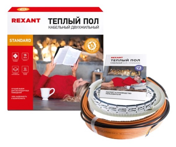 Нагревательный кабель REXANT Standard RND -40-600 (в стяжку) двухжильный [51-0515-3]