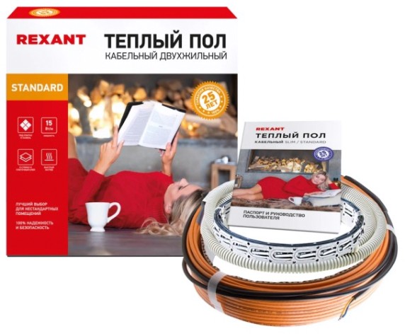 Нагревательный кабель REXANT Standard RND -50-750 (в стяжку) двухжильный [51-0516-3]