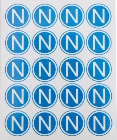 Наклейка REXANT 56-0059 «N» d-20 мм (уп. 100 штук)