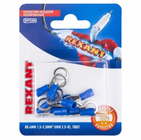 Наконечник REXANT 06-0421-A кольцевой изолированный ø 8.4 мм 1.5-2.5мм² (НКи 2